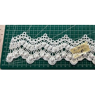 Guipur MAC-1103-W Encaje en Fibra de Leche: Escalera, Estrella y Rombos