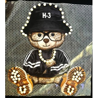 Parche decorado MAC-PAT-1205 con lentejuelas, perlas y barbas.