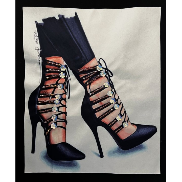 Parche decorado MAC-PAT-1130 con lentejuelas, perlas y barbas.