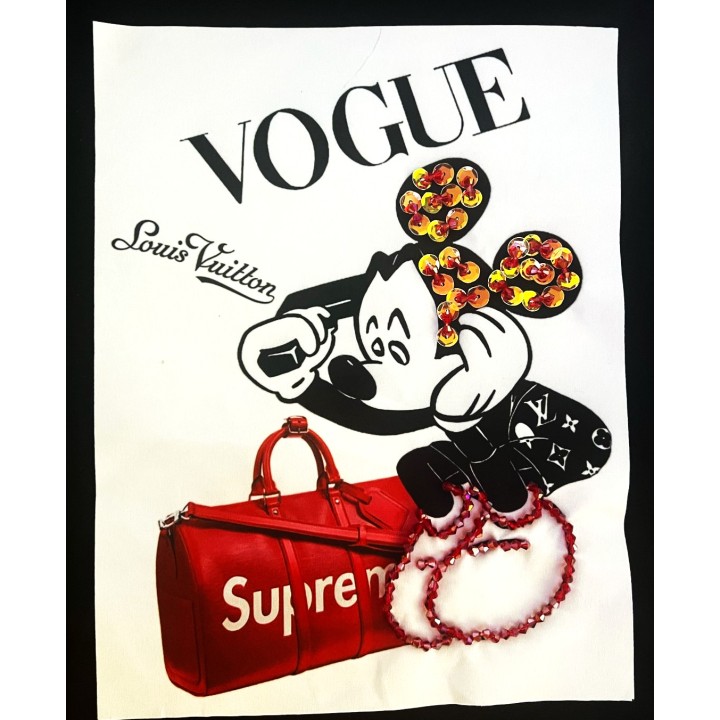 Parche decorado MAC-PAT-1206 con lentejuelas, perlas y barbas.