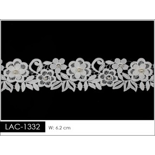Guipur LAC-1332 Encaje en Fibra de Leche: Escalera, Estrella y Rombos