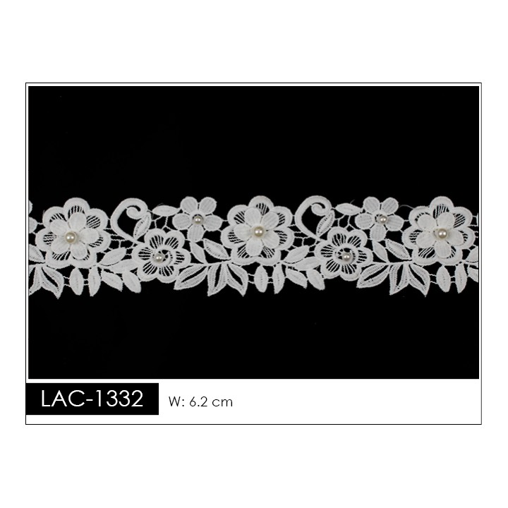 Guipur LAC-1332 Encaje en Fibra de Leche: Escalera, Estrella y Rombos