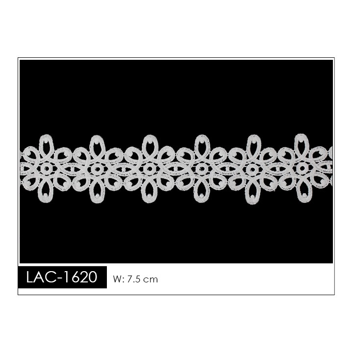 Guipur LAC-1620 Encaje en Fibra de Leche: Escalera, Estrella y Rombos