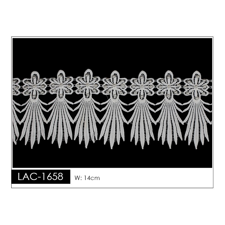 Guipur LAC-1658 Encaje en Fibra de Leche: Escalera, Estrella y Rombos