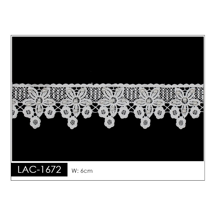 Guipur LAC-1672 Encaje en Fibra de Leche: Escalera, Estrella y Rombos