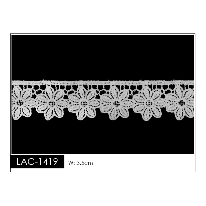 Guipur LAC-1419 Encaje en Fibra de Leche: Escalera, Estrella y Rombos