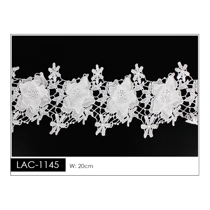 Guipur LAC-1145 Encaje en Fibra de Leche: Escalera, Estrella y Rombos