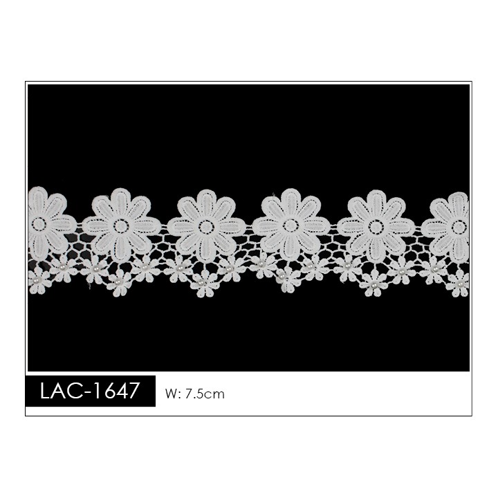 Guipur LAC-1647 Encaje en Fibra de Leche: Escalera, Estrella y Rombos