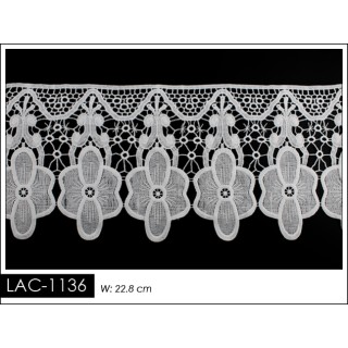 Guipur LAC-1136 Encaje en Fibra de Leche: Escalera, Estrella y Rombos