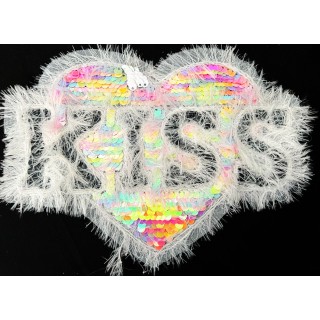 Parche decorado MAC-PAT-1221 con lentejuelas, perlas y barbas.