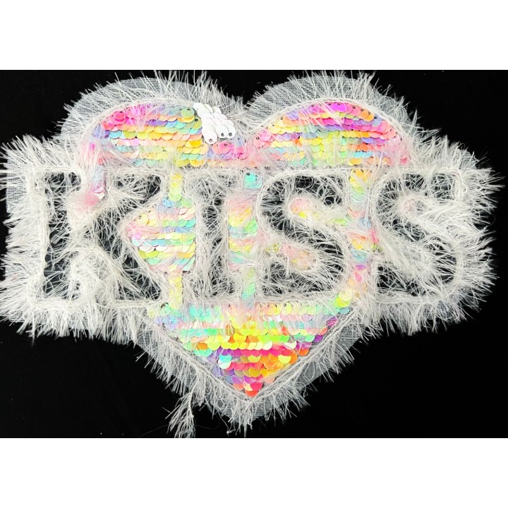 Parche decorado MAC-PAT-1221 con lentejuelas, perlas y barbas.