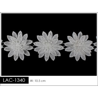 Guipur LAC-1340 Encaje en Fibra de Leche: Escalera, Estrella y Rombos