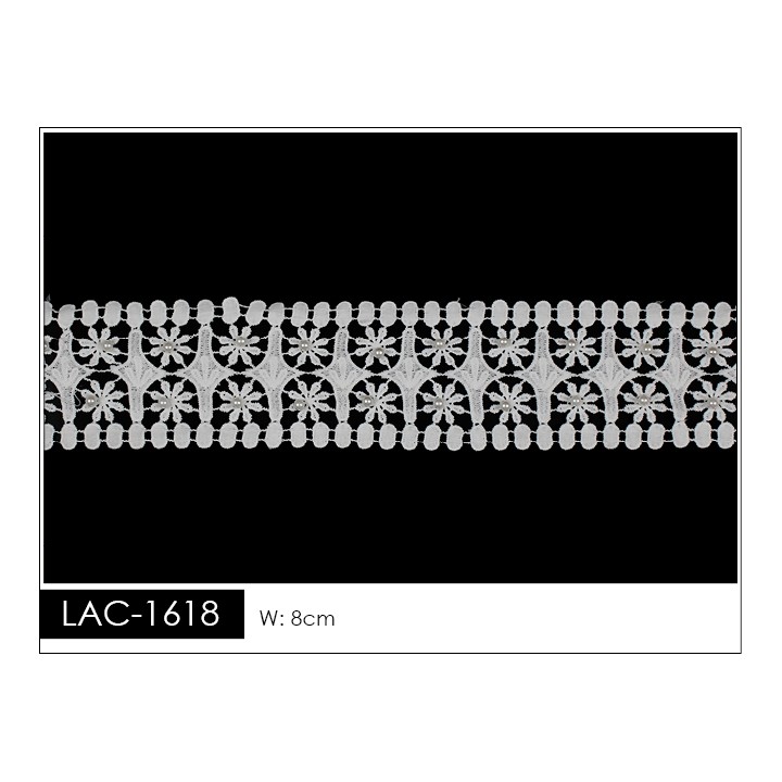 Guipur LAC-1618 Encaje en Fibra de Leche: Escalera, Estrella y Rombos