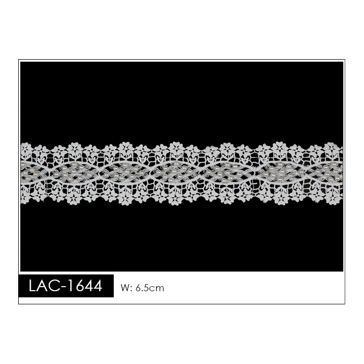 Guipur LAC-1644 Encaje en Fibra de Leche: Escalera, Estrella y Rombos
