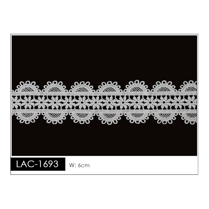 Guipur LAC-1693 Encaje en Fibra de Leche: Escalera, Estrella y Rombos