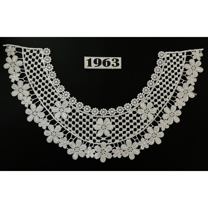 Cuello GuipurLAC-1963-P de Fibra de Leche- Espigas, Perlas y Picos