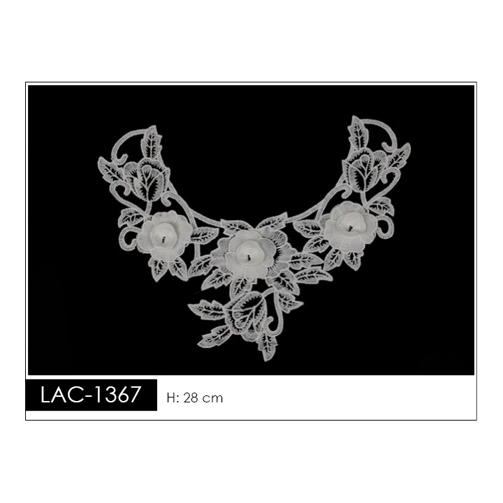 Cuello GuipurLAC-1367 de Fibra de Leche- Espigas, Perlas y Picos