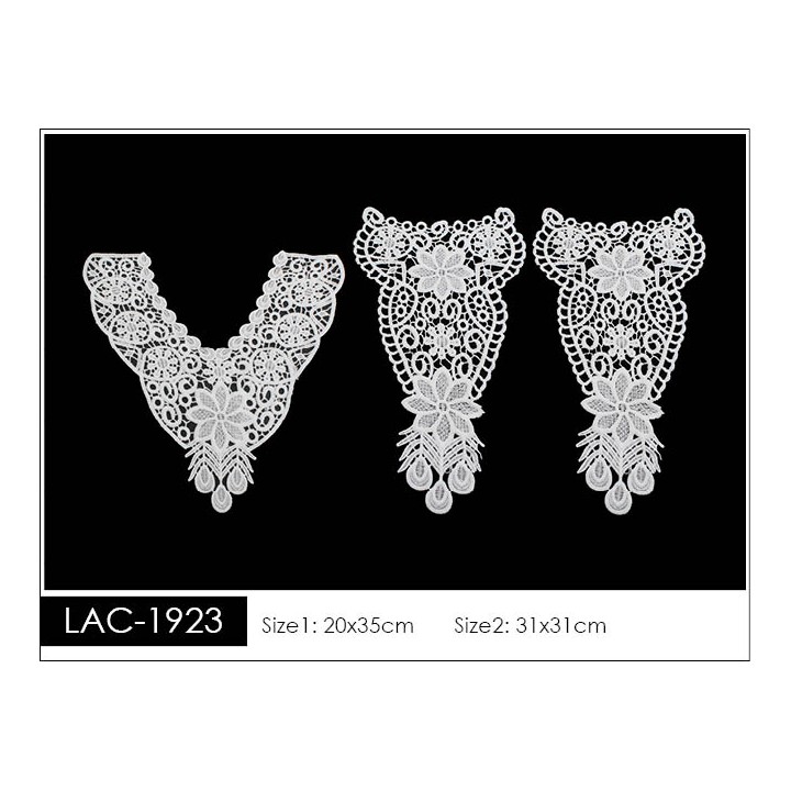 Cuello GuipurLAC-1923 de Fibra de Leche- Espigas, Perlas y Picos