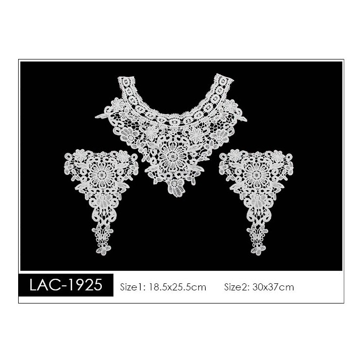 Cuello GuipurLAC-1925 de Fibra de Leche- Espigas, Perlas y Picos