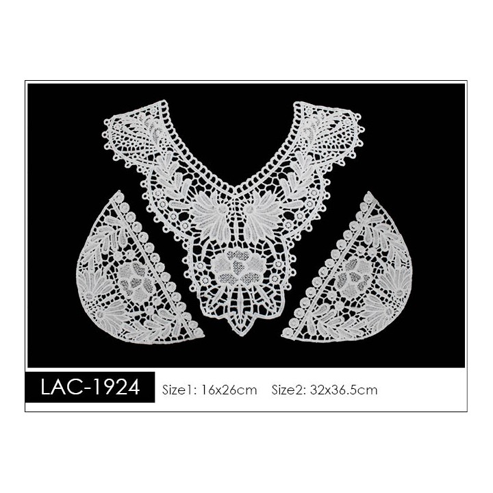 Cuello GuipurLAC-1924 de Fibra de Leche- Espigas, Perlas y Picos