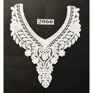 Cuello GuipurLAC-2066 de Fibra de Leche- Espigas, Perlas y Picos