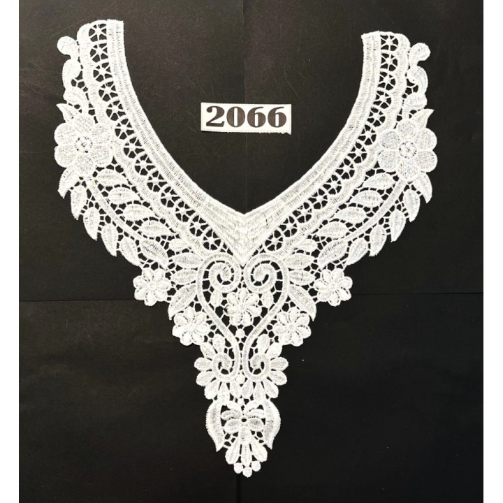 Cuello GuipurLAC-2066 de Fibra de Leche- Espigas, Perlas y Picos