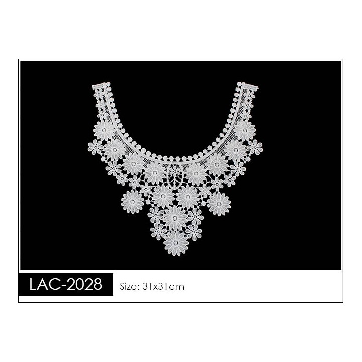 Cuello GuipurLAC-2028 de Fibra de Leche- Espigas, Perlas y Picos