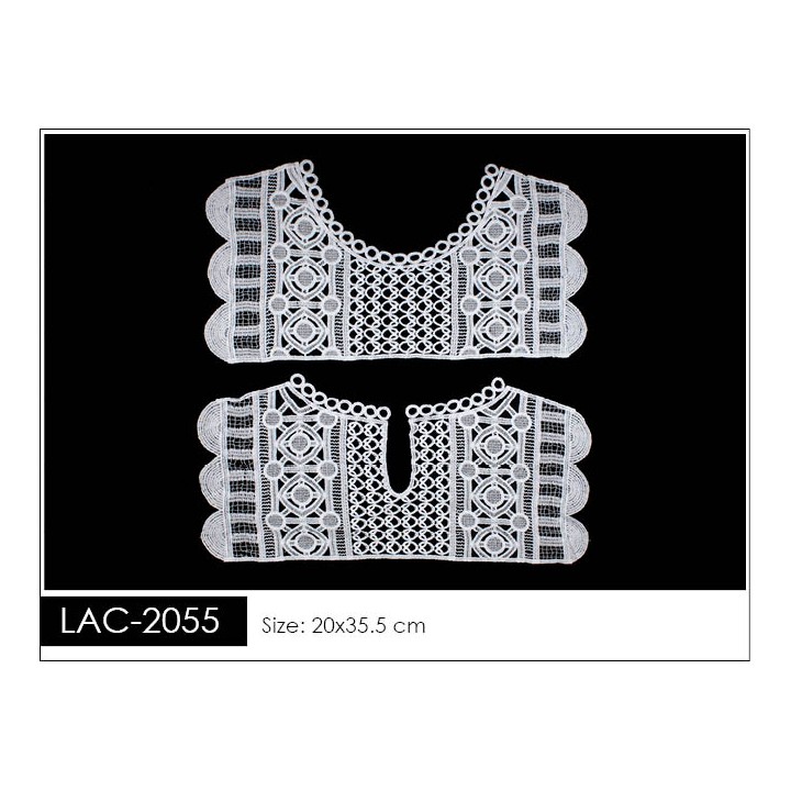 Cuello GuipurLAC-2055 de Fibra de Leche- Espigas, Perlas y Picos