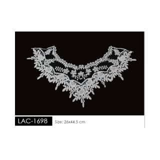 Cuello GuipurLAC-1698 de Fibra de Leche- Espigas, Perlas y Picos