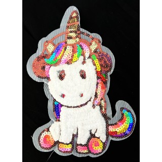 Parche decorado MAC-PAT-1244 con lentejuelas, perlas y barbas.