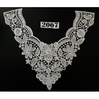 Cuello GuipurLAC-2067 de Fibra de Leche- Espigas, Perlas y Picos