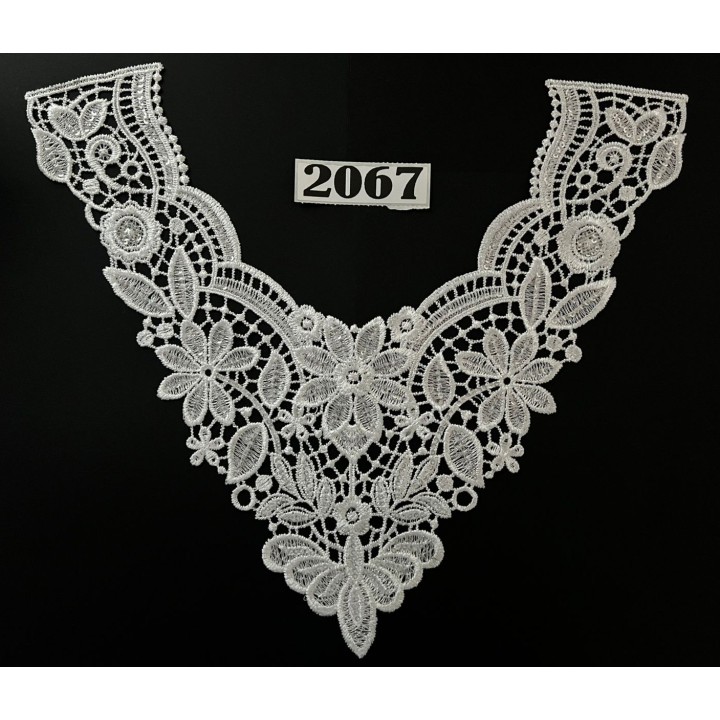 Cuello GuipurLAC-2067 de Fibra de Leche- Espigas, Perlas y Picos