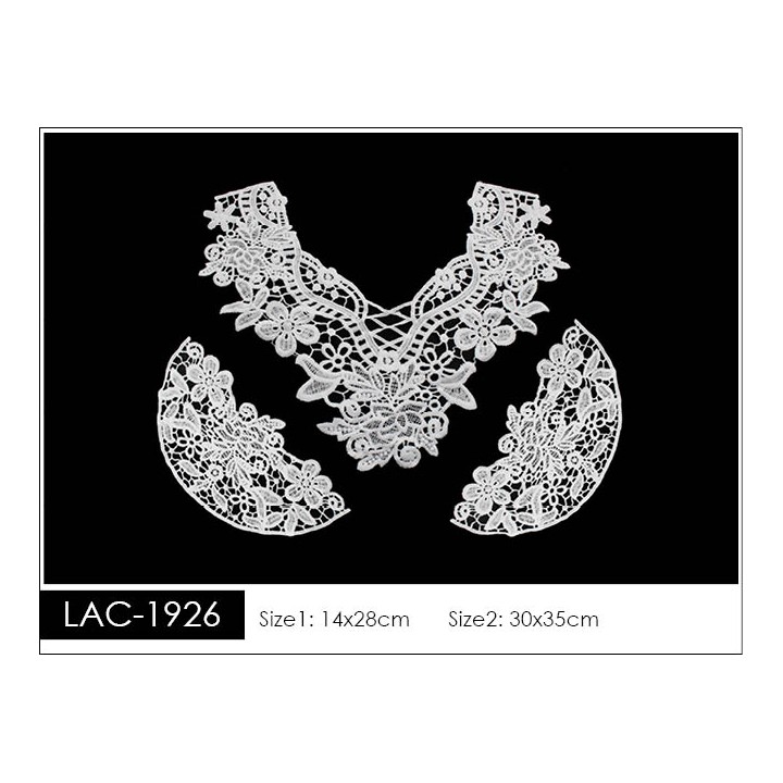 Cuello GuipurLAC-1926 de Fibra de Leche- Espigas, Perlas y Picos