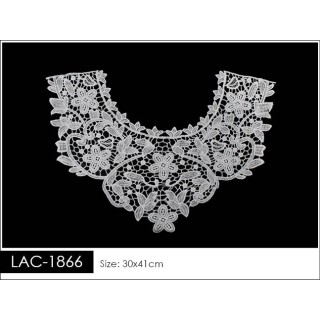 Cuello GuipurLAC-1866 de Fibra de Leche- Espigas, Perlas y Picos