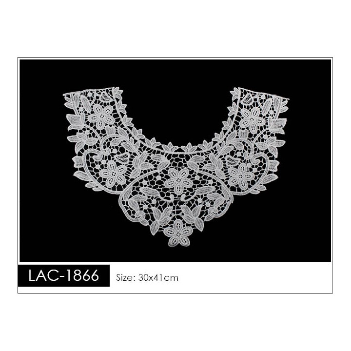 Cuello GuipurLAC-1866 de Fibra de Leche- Espigas, Perlas y Picos