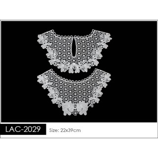 Cuello GuipurLAC-2029 de Fibra de Leche- Espigas, Perlas y Picos