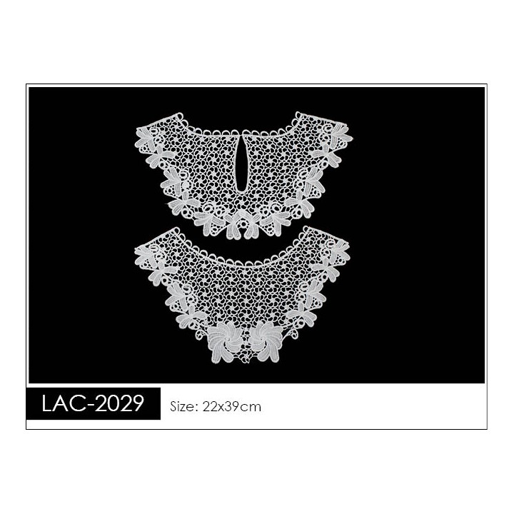 Cuello GuipurLAC-2029 de Fibra de Leche- Espigas, Perlas y Picos