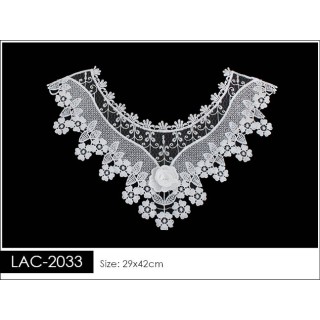 Cuello GuipurLAC-2033 de Fibra de Leche- Espigas, Perlas y Picos