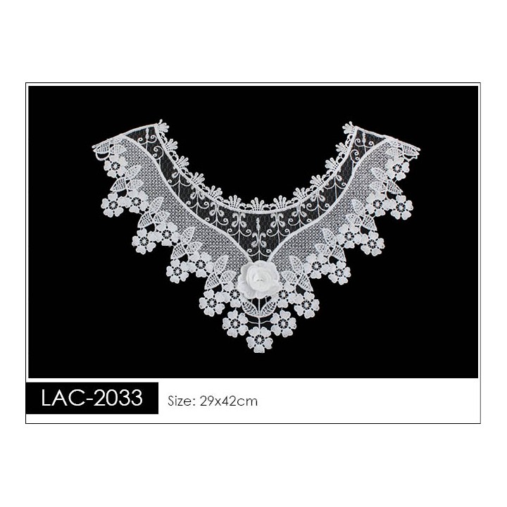 Cuello GuipurLAC-2033 de Fibra de Leche- Espigas, Perlas y Picos