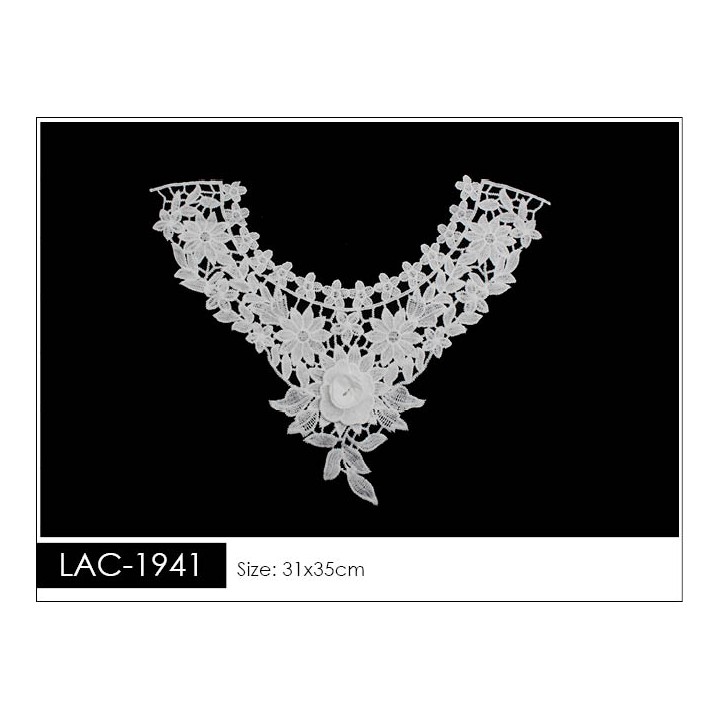 Cuello GuipurLAC-1941 de Fibra de Leche- Espigas, Perlas y Picos