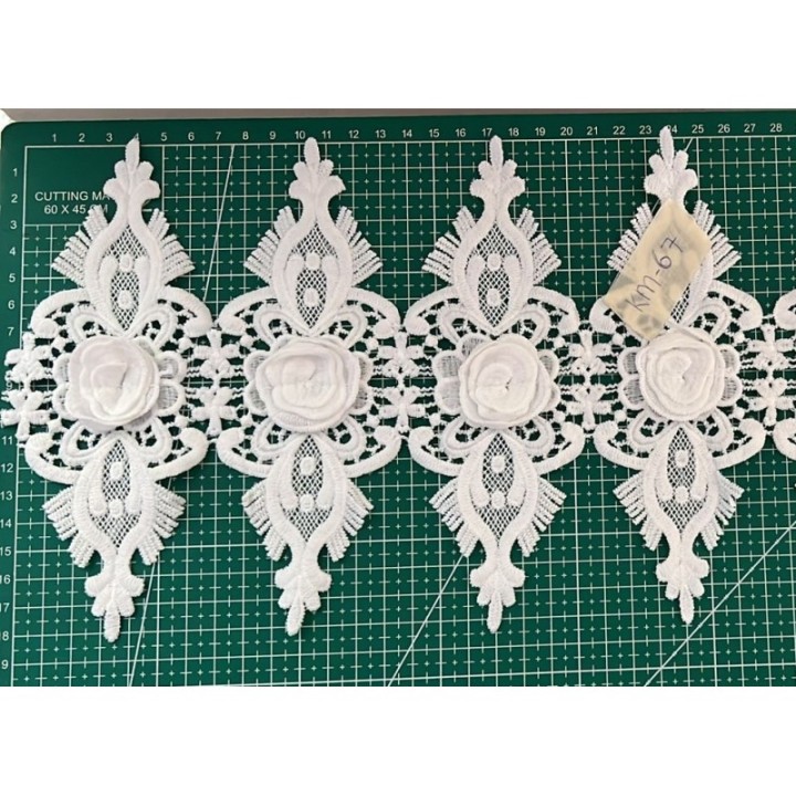 Guipur MAC-1016-W Encaje en Fibra de Leche: Escalera, Estrella y Rombos