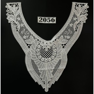 Cuello GuipurLAC-2056 de Fibra de Leche- Espigas, Perlas y Picos