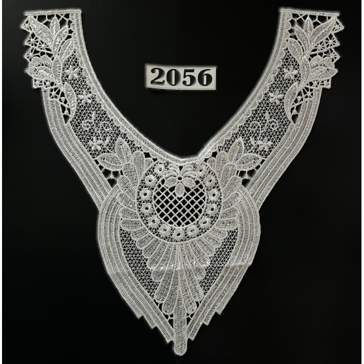 Cuello GuipurLAC-2056 de Fibra de Leche- Espigas, Perlas y Picos