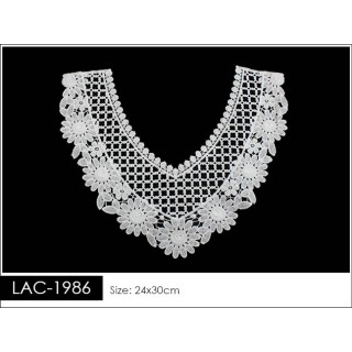 Cuello GuipurLAC-1986 de Fibra de Leche- Espigas, Perlas y Picos