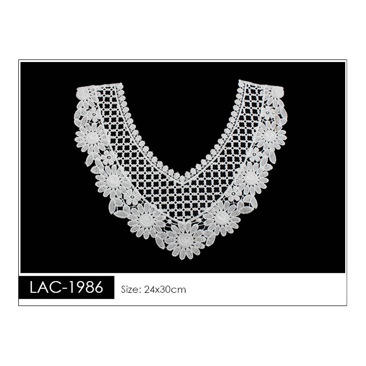 Cuello GuipurLAC-1986 de Fibra de Leche- Espigas, Perlas y Picos