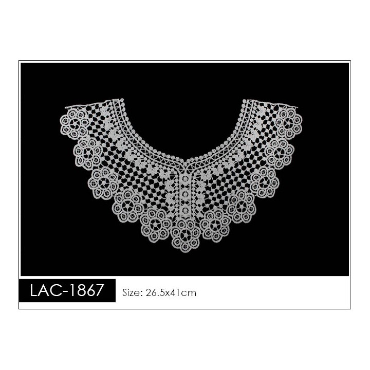 Cuello GuipurLAC-1867 de Fibra de Leche- Espigas, Perlas y Picos