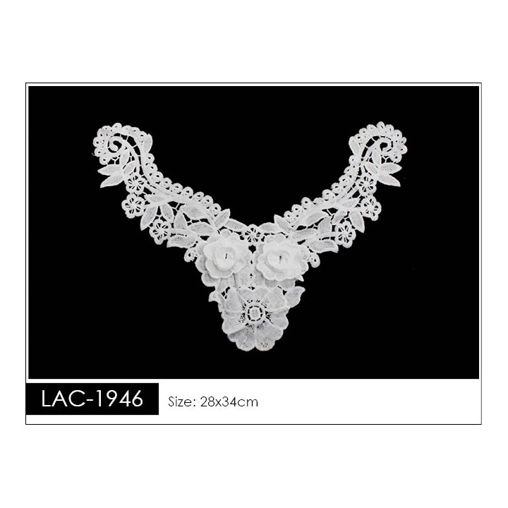 Cuello GuipurLAC-1946 de Fibra de Leche- Espigas, Perlas y Picos