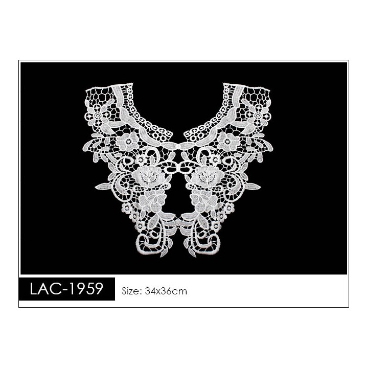 Cuello GuipurLAC-1959 de Fibra de Leche- Espigas, Perlas y Picos