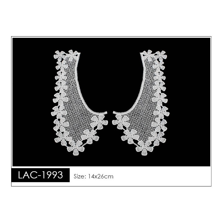 Cuello GuipurLAC-1993 de Fibra de Leche- Espigas, Perlas y Picos