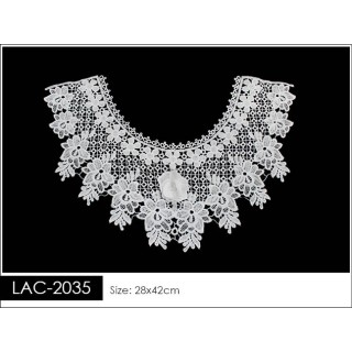 Cuello GuipurLAC-2035 de Fibra de Leche- Espigas, Perlas y Picos